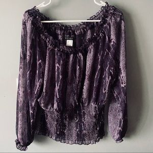 Venus purple printed off shoulder blouse